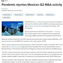 Pandemic stymies Mexican Q2 M&A activity